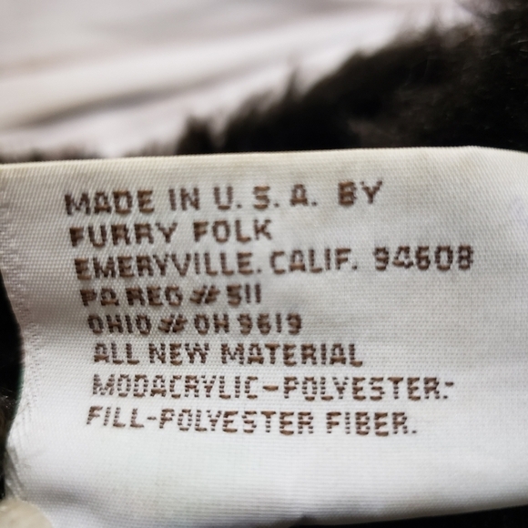 Folkmanis Furry Folk Black Bear 12 Inch Hand Puppet Vintage Corduroy Lining - Picture 9 of 10